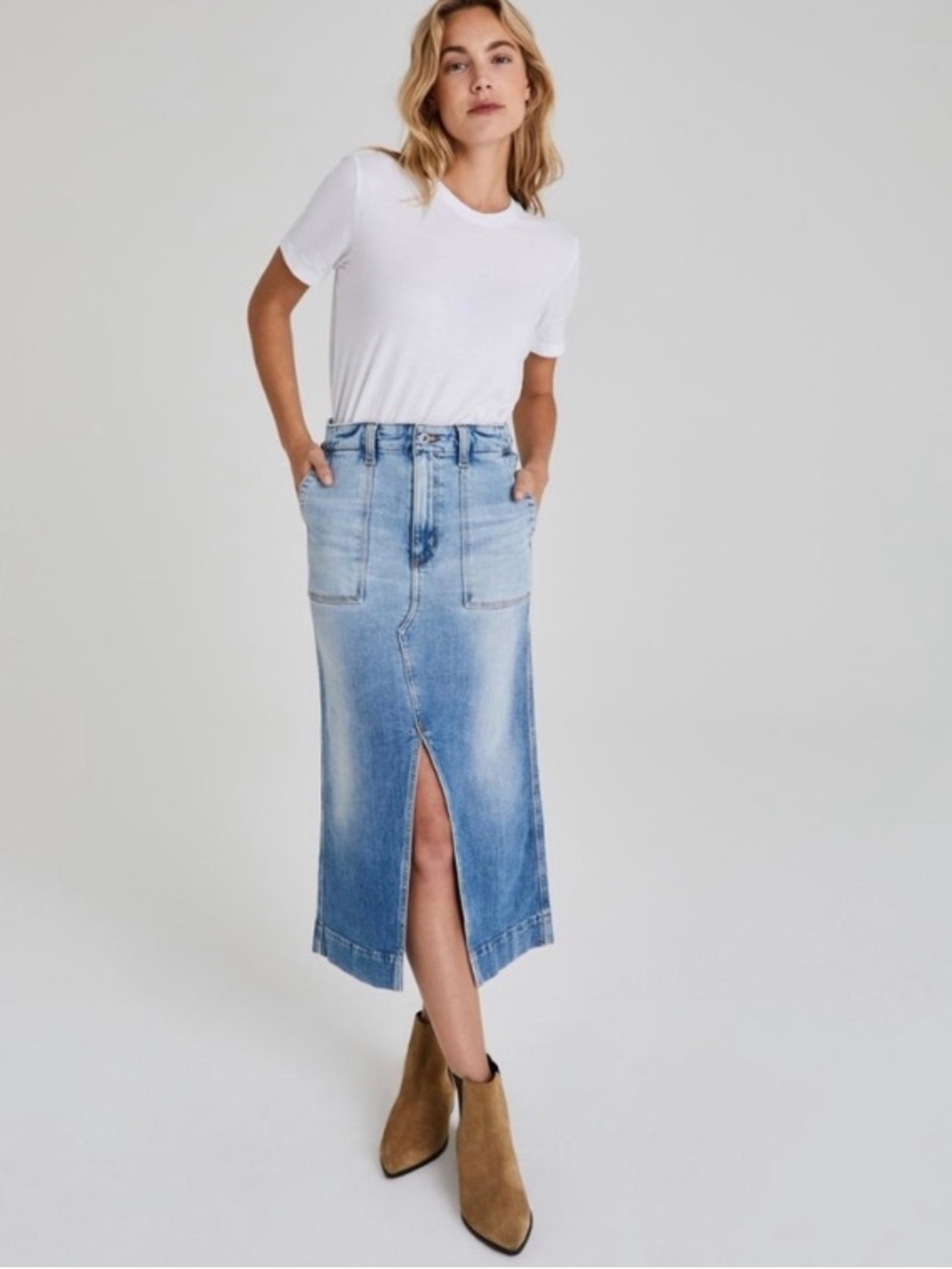 AG Adriano Goldschmied The Lana Jean Workwear Skirt Vintage Inspired Size 25